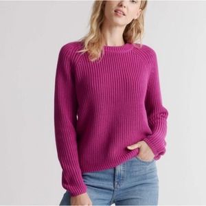 Quince 100% Organic Cotton Fisherman Crew Sweater Pink size XS